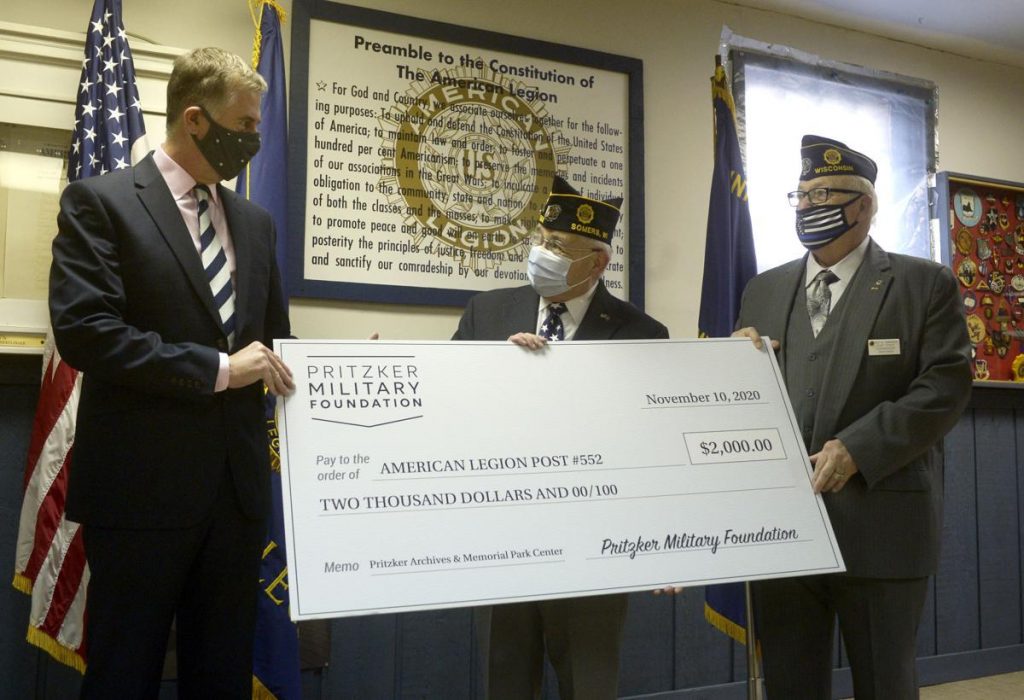 Pritzker Military Foundation gives check to David Leet Post 522